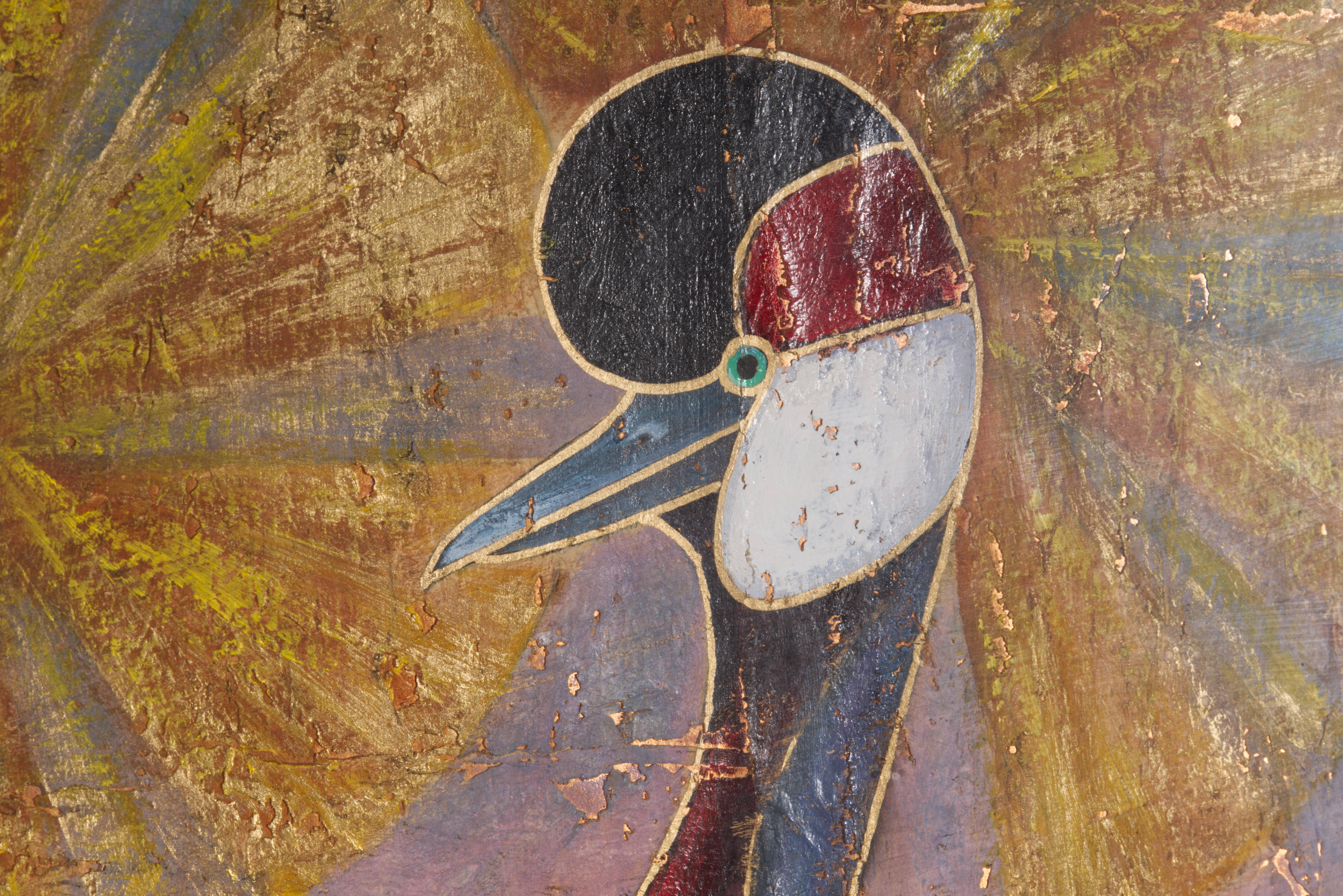 Hand-Painted Hua-Yao Tung Exotic Birds, Framed Mixed Media Art, 1980s For Sale