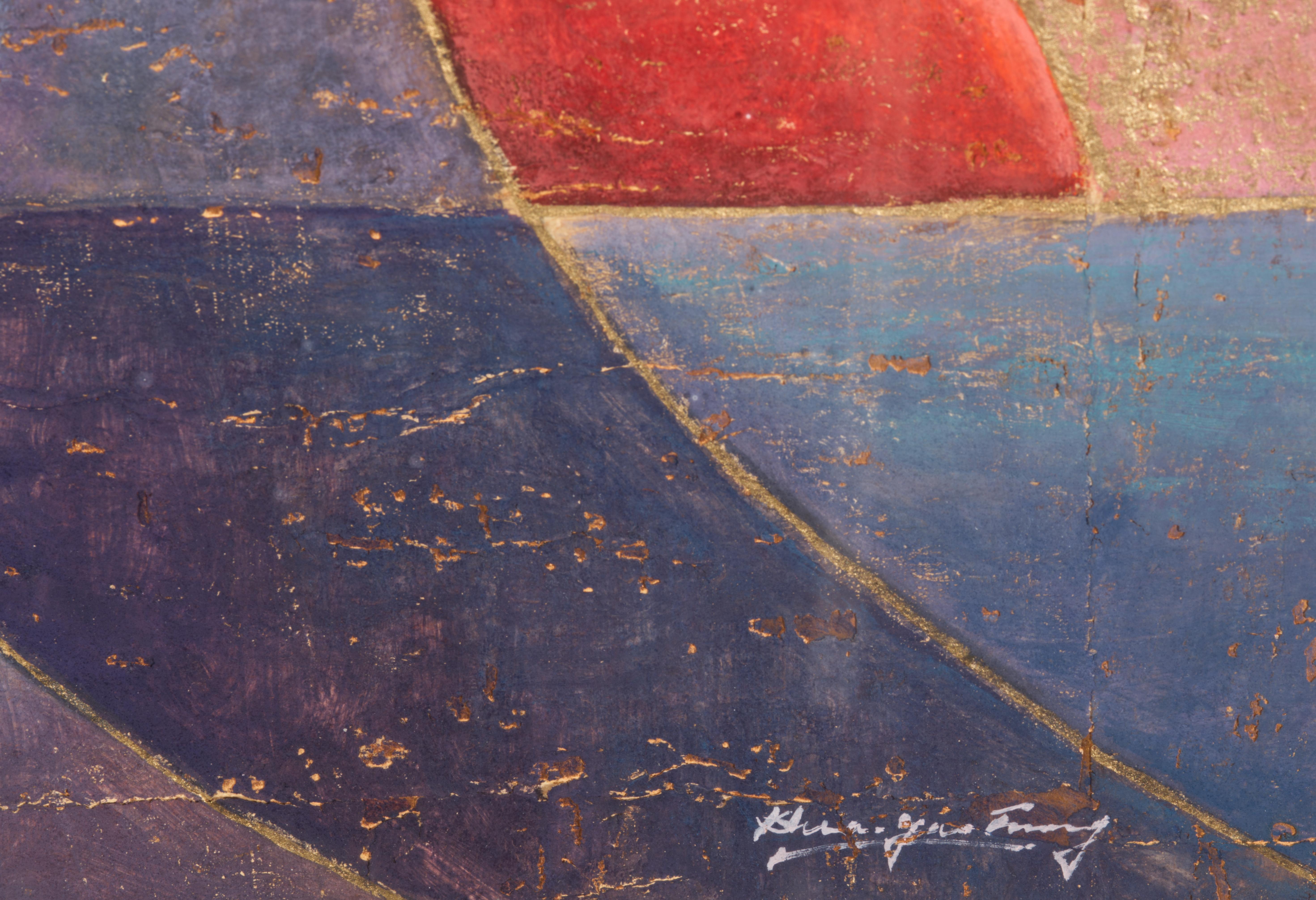 Hua-Yao Tung Exotic Birds, Framed Mixed Media Art, 1980s In Good Condition For Sale In Clifton Springs, NY