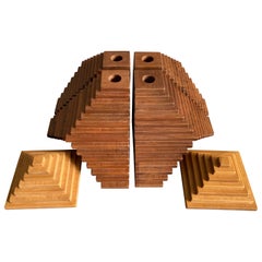 Huacas, 6 Piece Large Set, Wood Walnut and Lenga Beech Oak, 1st Edition