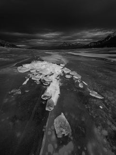 Winter Ice #1 - Abraham Lake, Alberta - black and white photography