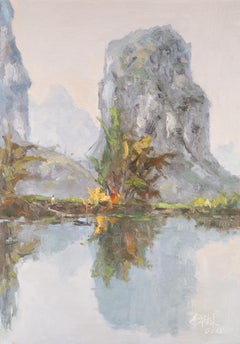 Huile sur toile d'origine The Reflection de Hualin Li, Art contemporain