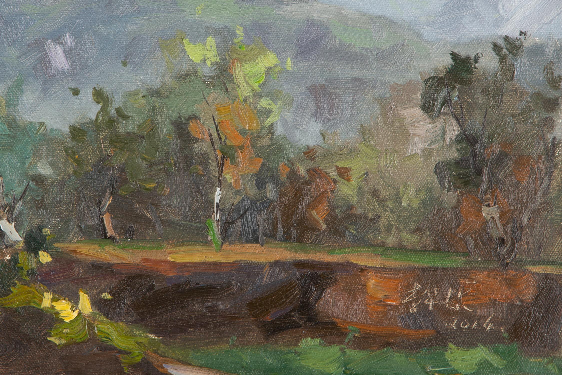 Hualin Li Zeitgenössische Kunst, Original, Ölgemälde auf Leinwand, „Walk On A Small Path“ im Angebot 2