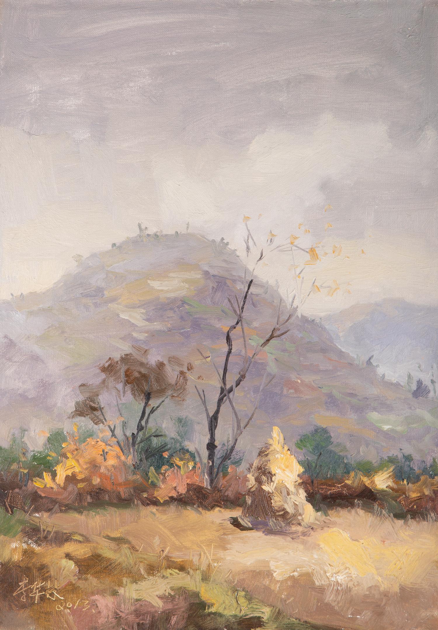 Title: Autumn Countryside 1
 Medium: Oil on canvas
 Size: 27.5 x 19.5 inches
 Frame: Framing options available!
 Condition: The painting appears to be in excellent condition.
 Note: This painting is unstretched
 Year: 2013
 Artist: Hualin Li
