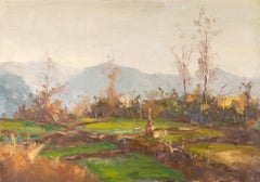 Huile sur toile d'origine impressionniste Hualin Li « Vue de la ferme ».