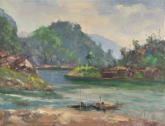 Huile sur toile impressionniste originale Hualin Li « View 1 » (Vue de Guilin)