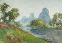 Huile sur toile impressionniste originale Hualin Li « View 2 » (Vue de Guilin)