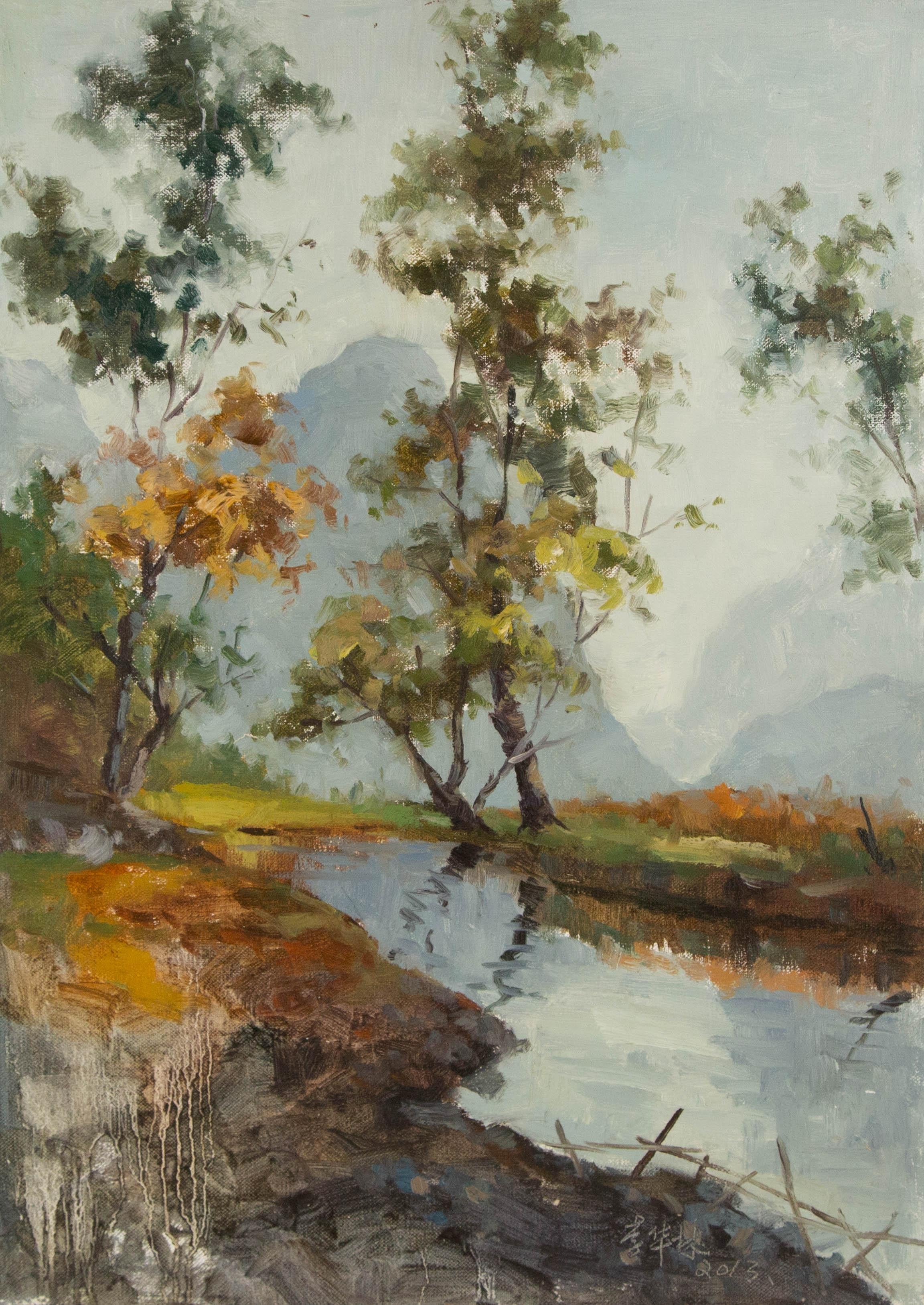 Hualin Li Landscape Original Oil On Canvas "Autumn Leaves"