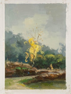 Hualin Li Landscape Original Oil On Canvas "Yellow Leaves"