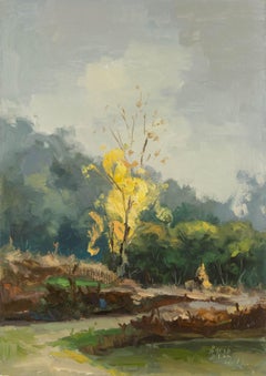 Hualin Li Landscape Original Oil On Canvas "Yellow Leaves"