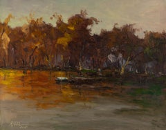Hualing Li Impresionista Óleo original sobre lienzo "Salida otoñal"