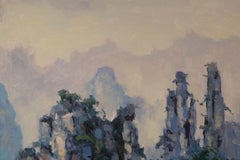 Hualing Li Impressionistisches Original Ölgemälde auf Leinwand „Brunnenplatte“, Hualing Li