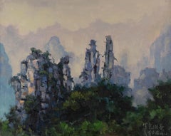 Hualing Li Impresionista Óleo original sobre lienzo "Cima de montaña"
