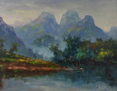 Hualing Li Impresionista Óleo Original Sobre Lienzo "Reflejo"