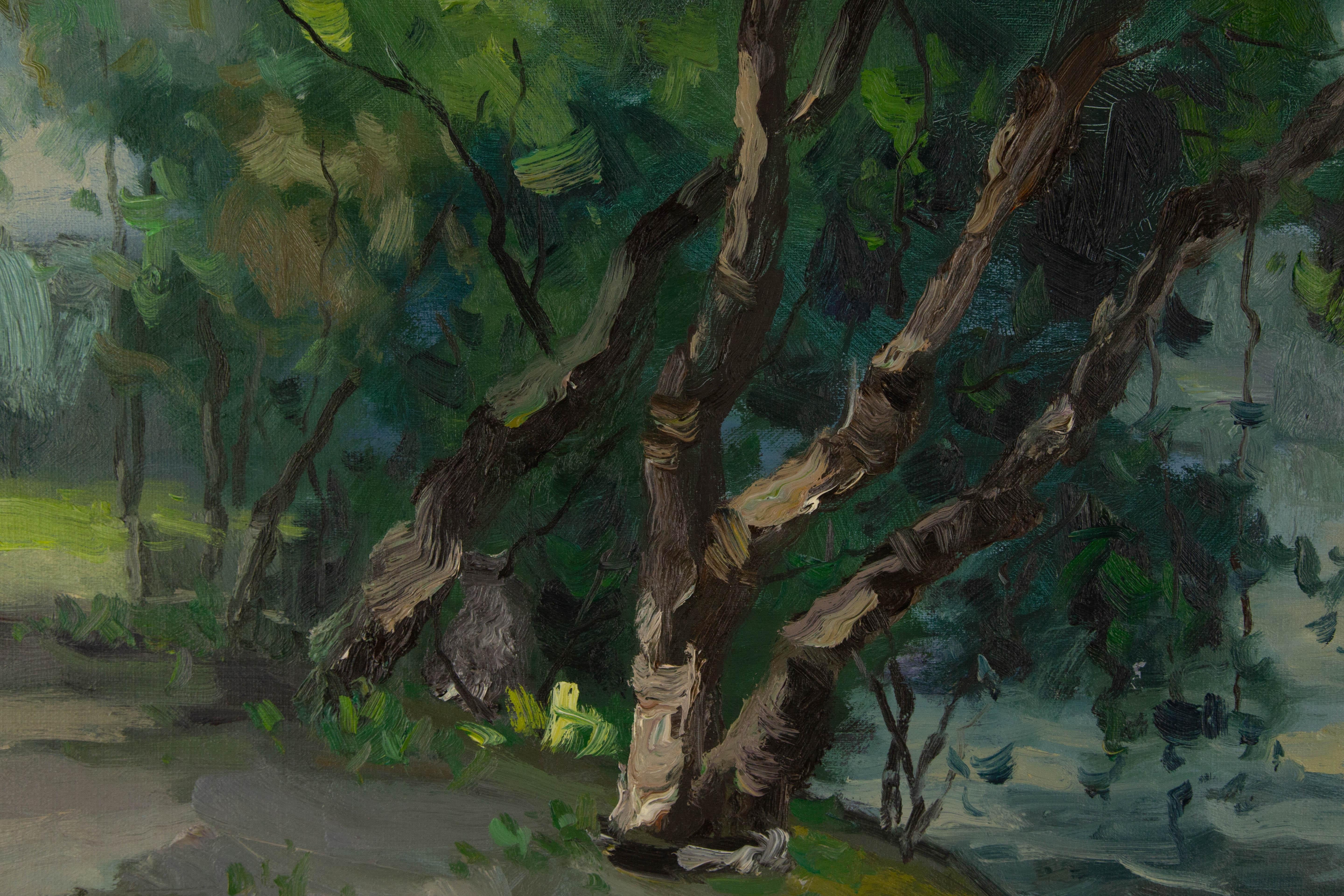Hualing Li Impressionistisches Original-Ölgemälde „Lackview“, Hualing Li im Angebot 5