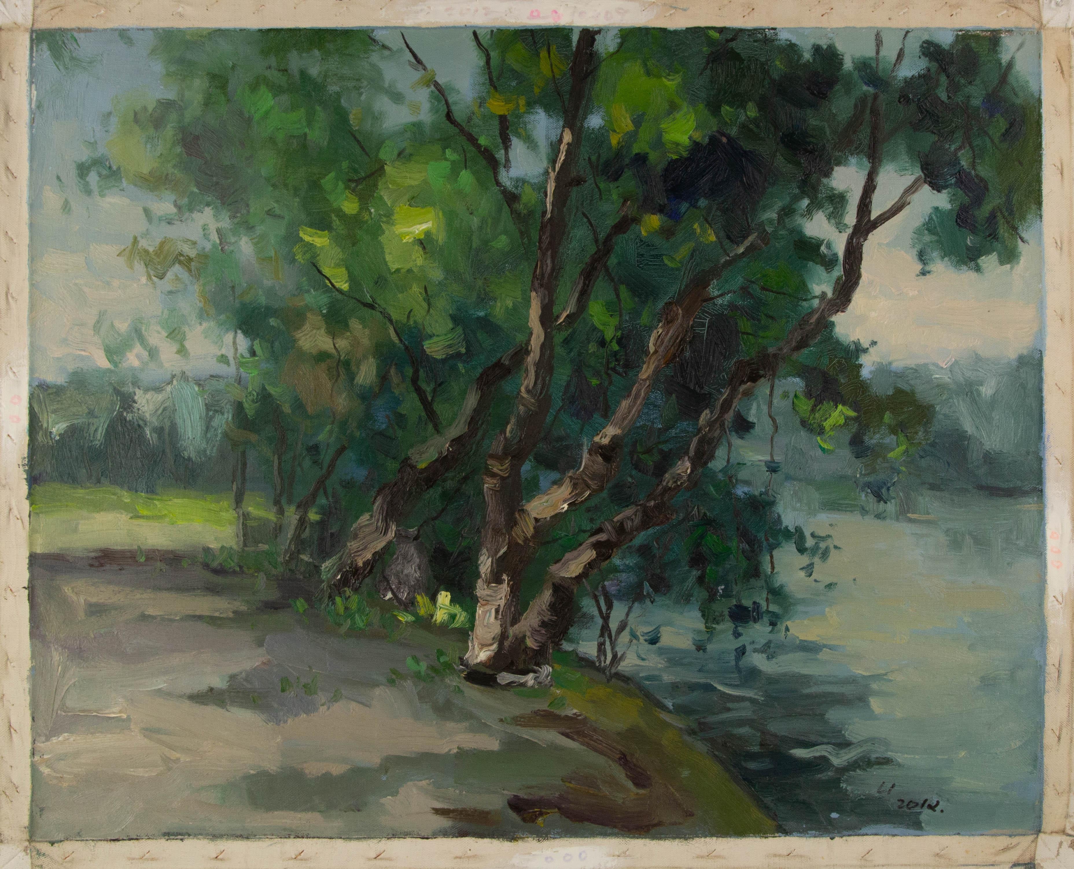 Hualing Li Impressionistisches Original-Ölgemälde „Lackview“, Hualing Li im Angebot 7