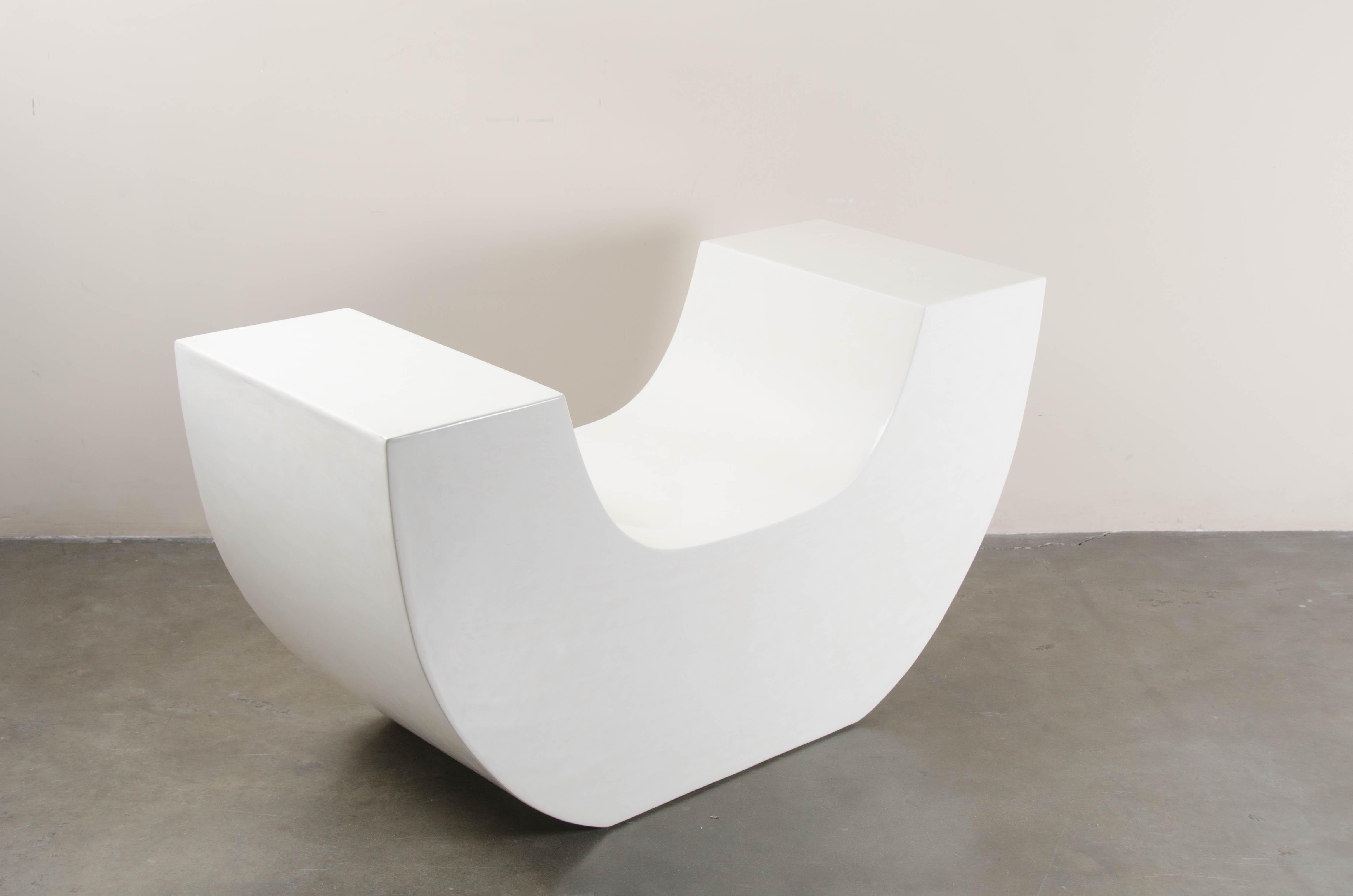 Minimalist Huang Chair, Cream Lacquer by Robert Kuo, Limited Edition For Sale