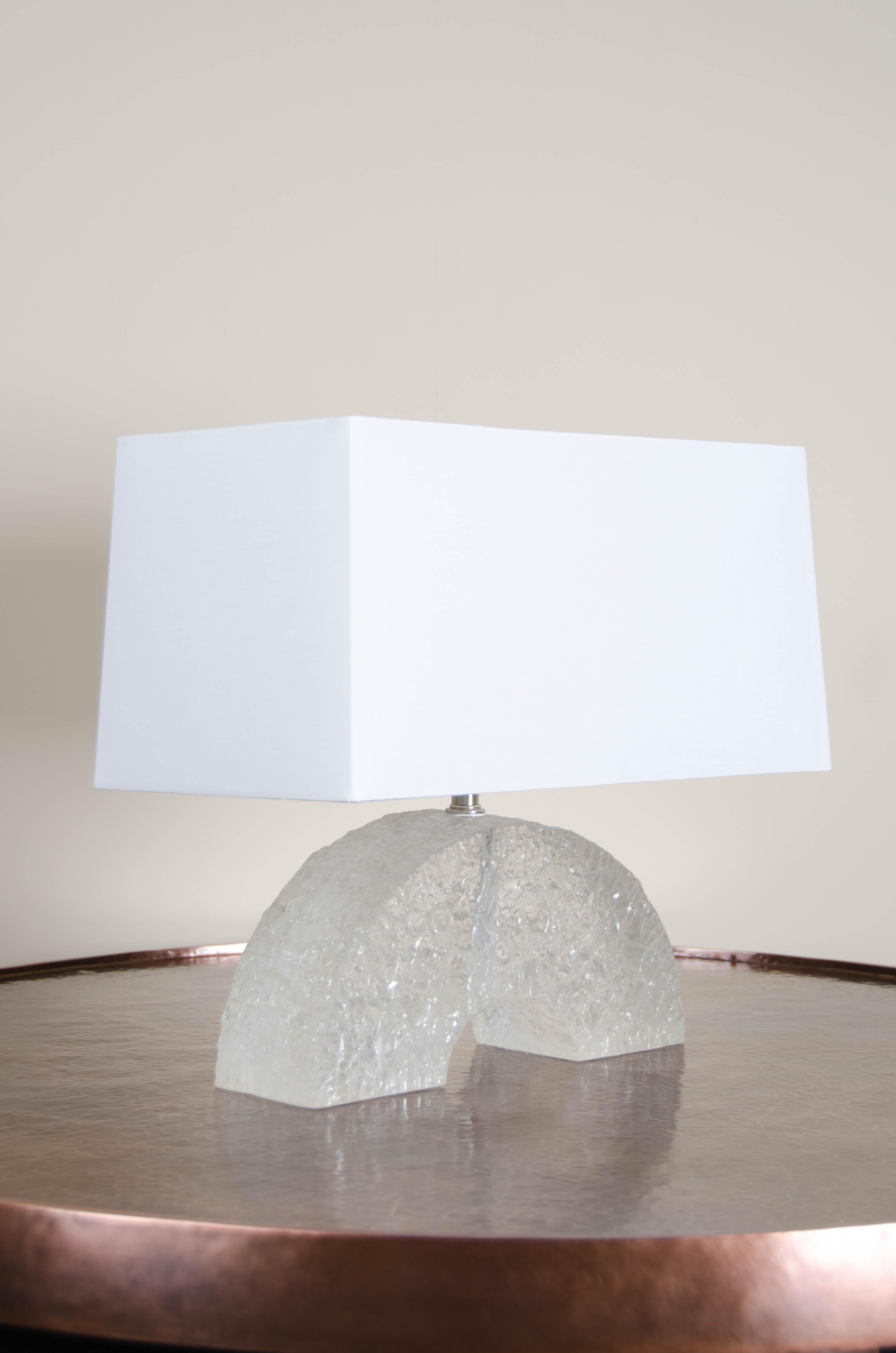 Hand-Carved Huang Design Table Lamp, Crystal by Robert Kuo, Hand Carved, Limited Edition For Sale