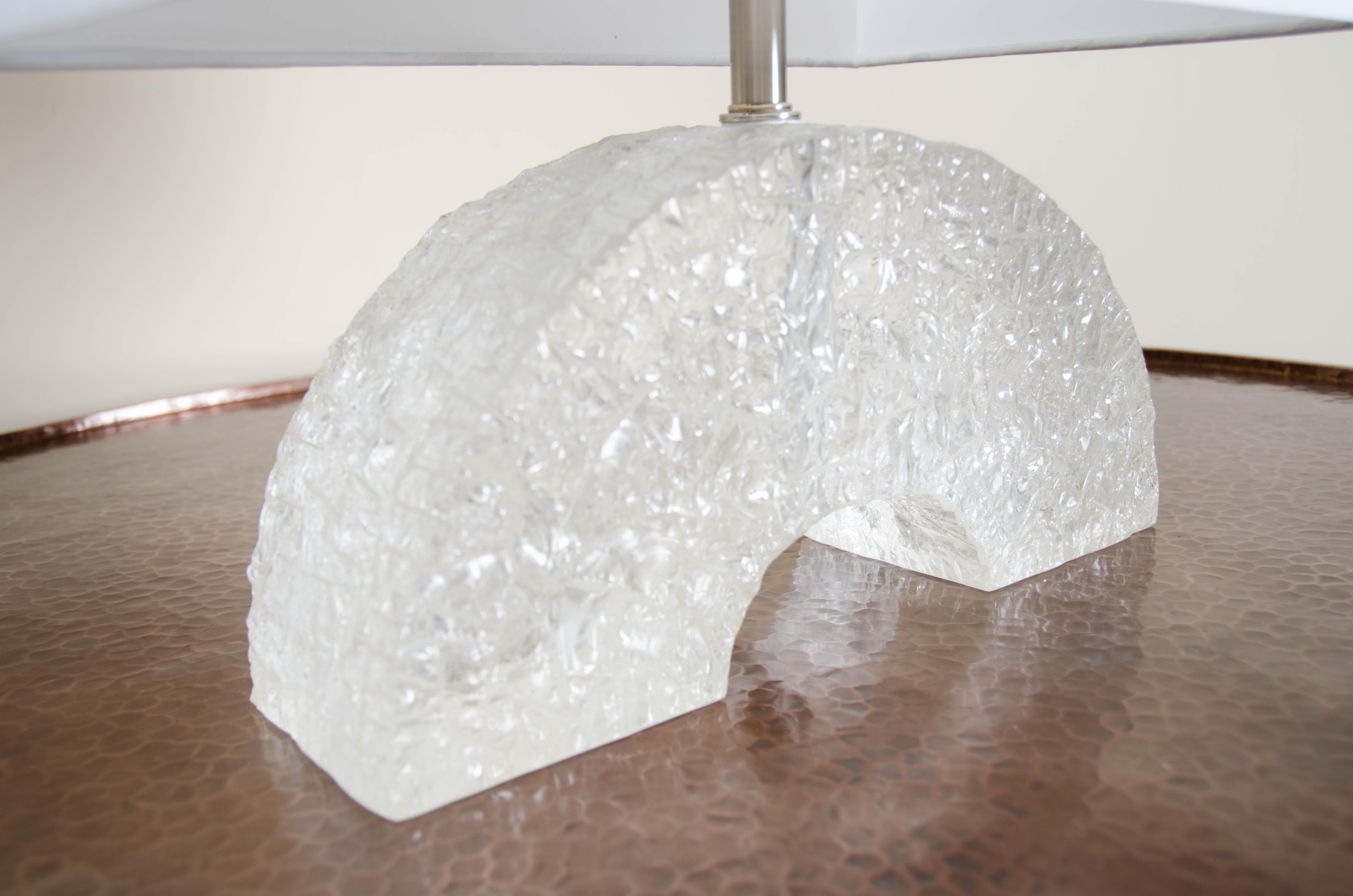 Huang Design Table Lamp, Crystal by Robert Kuo, Hand Carved, Limited Edition For Sale 1