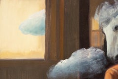 Huang Dongxing Ritratto originale ad olio su tela "Nuvole galleggianti