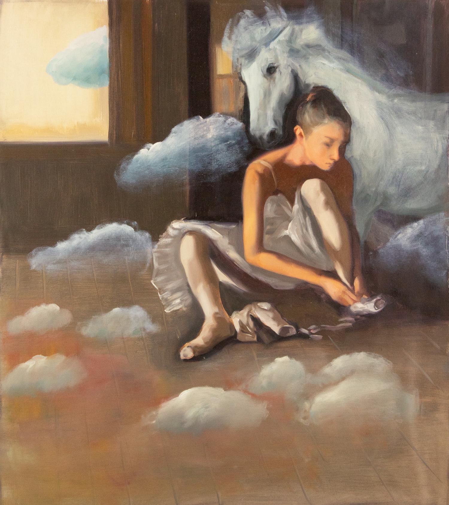 Titre : Nuages flottants
 Médium : Huile sur toile
 Taille : 32 x 27.75 pouces
 Cadre : Options d'encadrement disponibles !
 Condit : Le tableau semble être en excellent état.
 Note : Cette peinture n'est pas tendue
 Année : 2000 CIRCA
 Artistics :