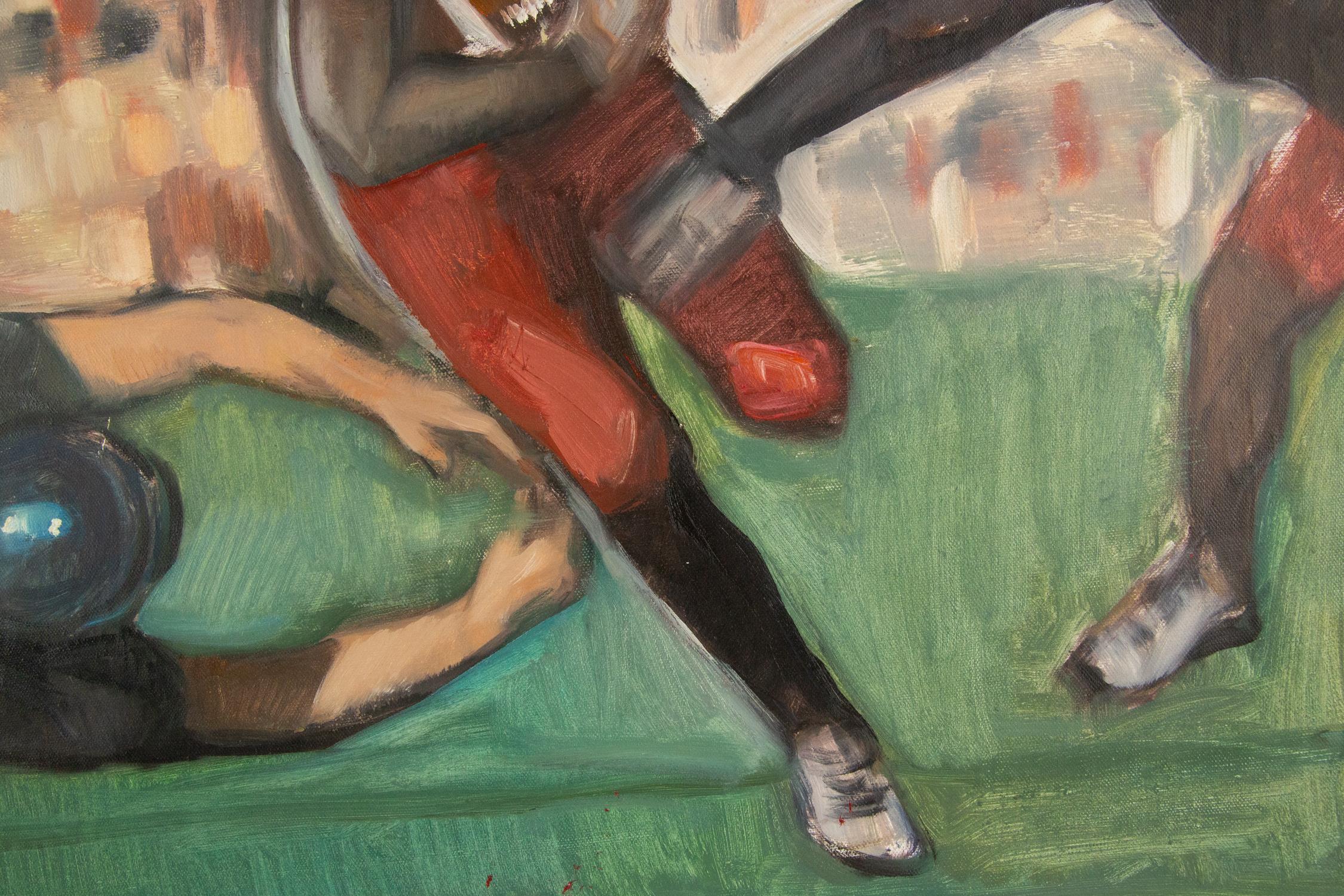 Huang Dongxing Sporty Original Ölgemälde auf Leinwand „Fußballspiel“ im Angebot 4
