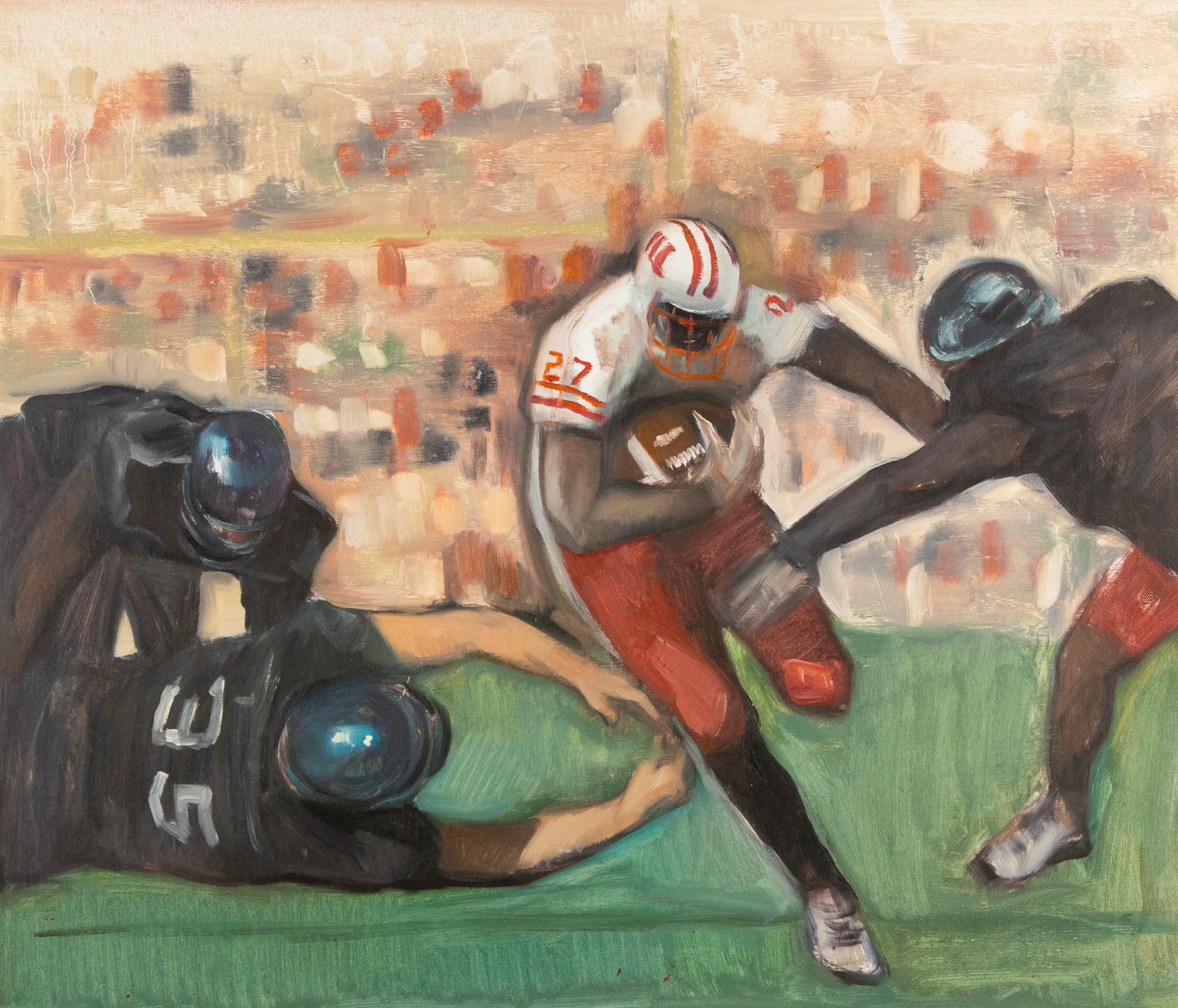 Title: Football Game
Medium: Oil on canvas
Size: 23 x 27 inches
Frame: Framing options available!
Condition: The painting appears to be in excellent condition.
Note: This painting is unstretched
Year: 2000 Circa
Artist: Huang Dongxing
Signature: