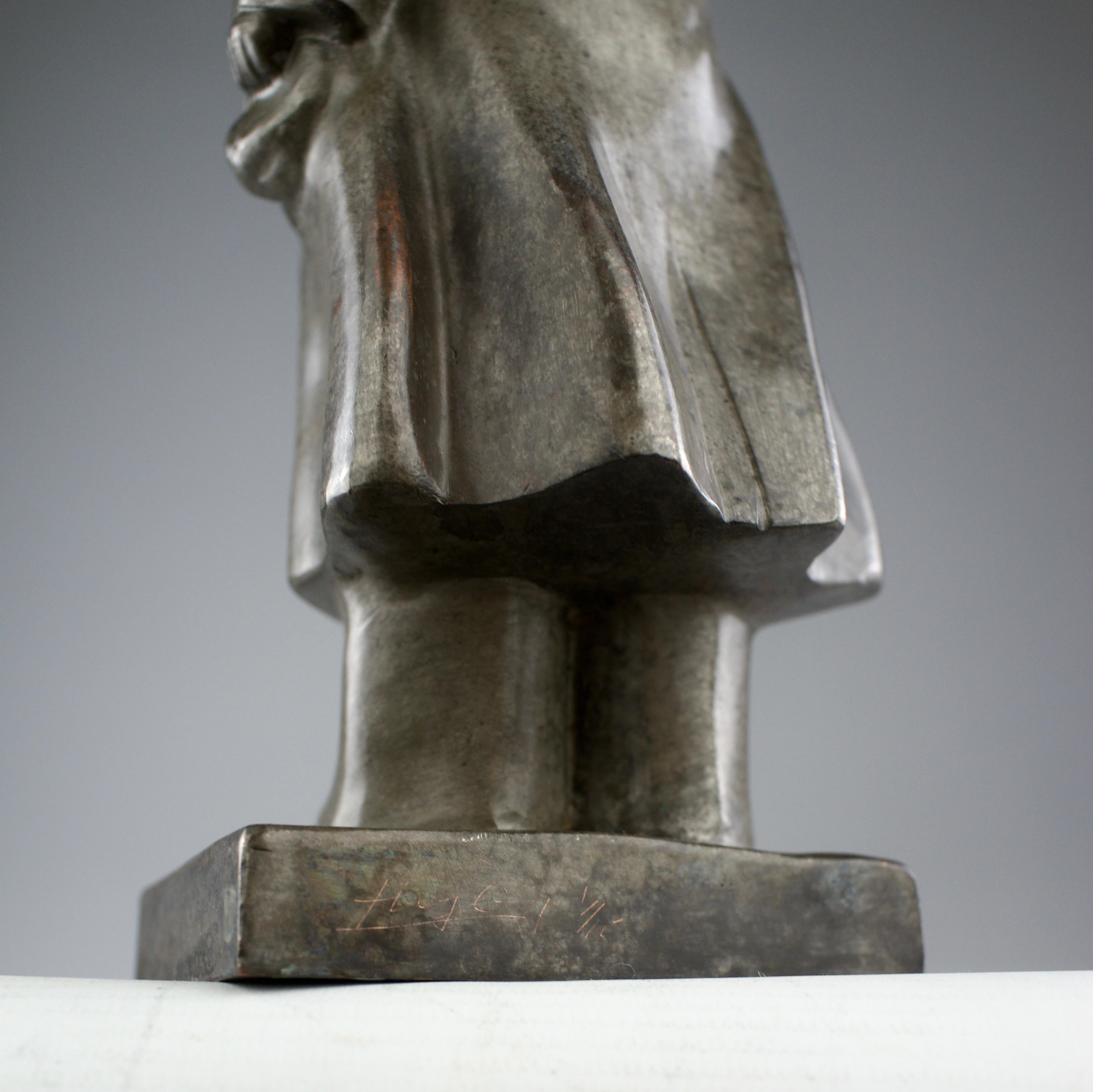 Patinato Huang Gang (1961), scultura Mao in metallo, anni 2000 in vendita