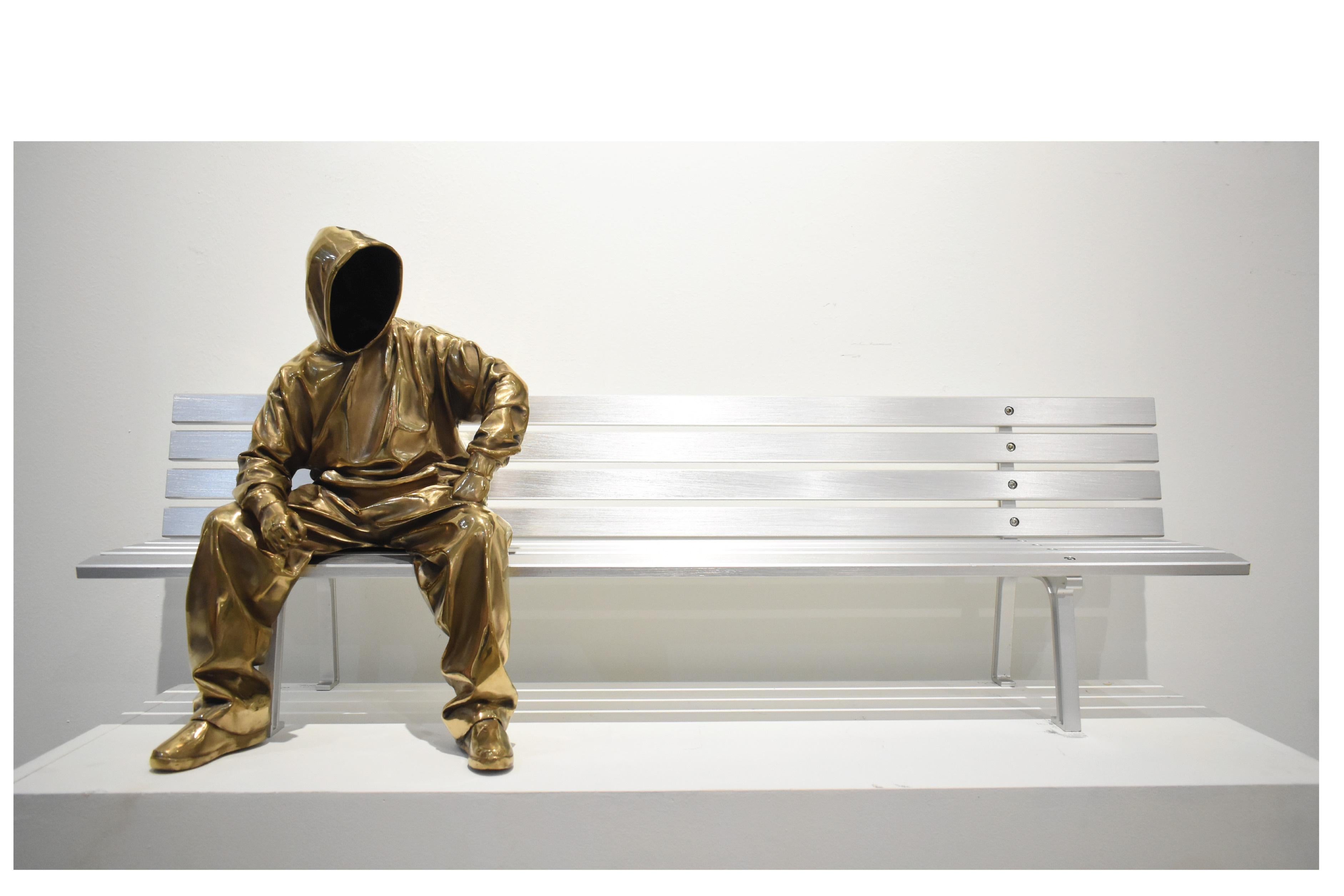 Huang Yulong Still-Life Sculpture - "Be My Side III", Bronze Sculpture & Aluminum Bench, Desktop sized, 8 editions