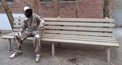 "Be My Side L 300" Bronze & Aluminum sculpture Edition 3/6 by Huang Yulong