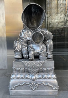 "Leone 1" (COPPIA) Scultura in alluminio 59" x 31" x 31" Edizione 2/8 di Huang Yulong