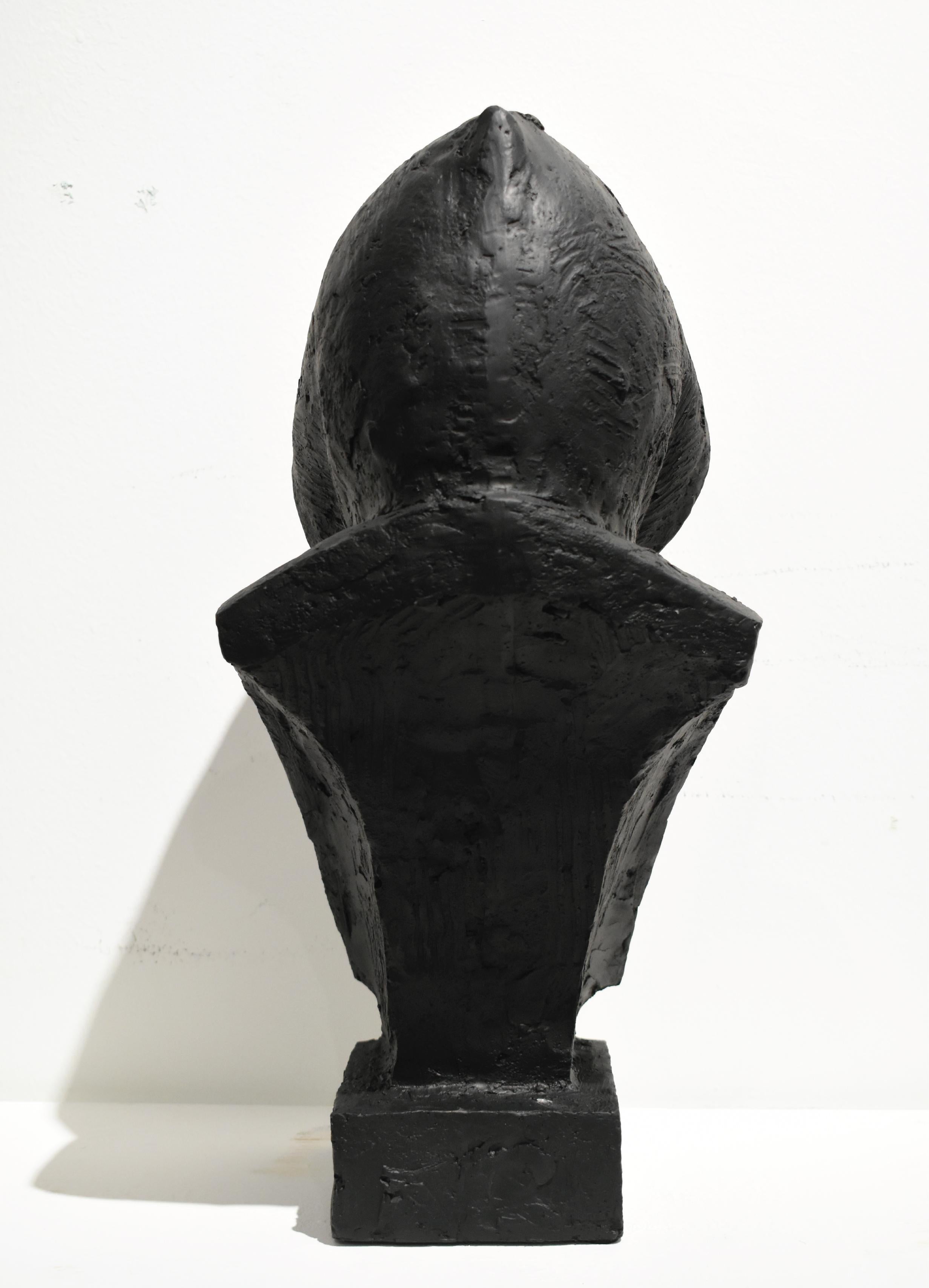 Quality Resin Made Bust Sculpture In Black Faceless Hooded Figure, Desktop sized For Sale 2