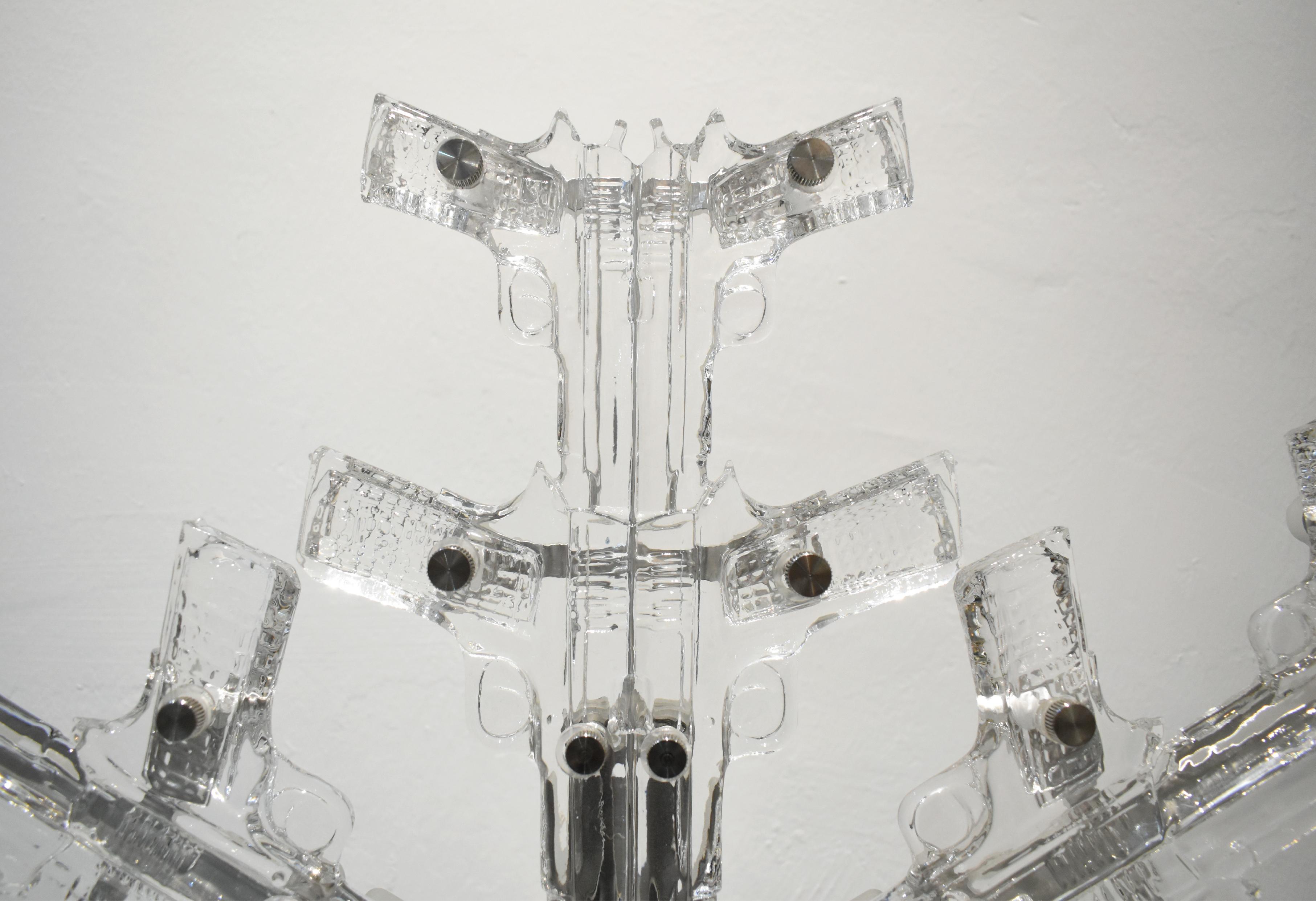 Copos de nieve La escultura de cristal envía un mensaje de paz y amor. Edición limitada 8 - Sculpture de Huang Yulong
