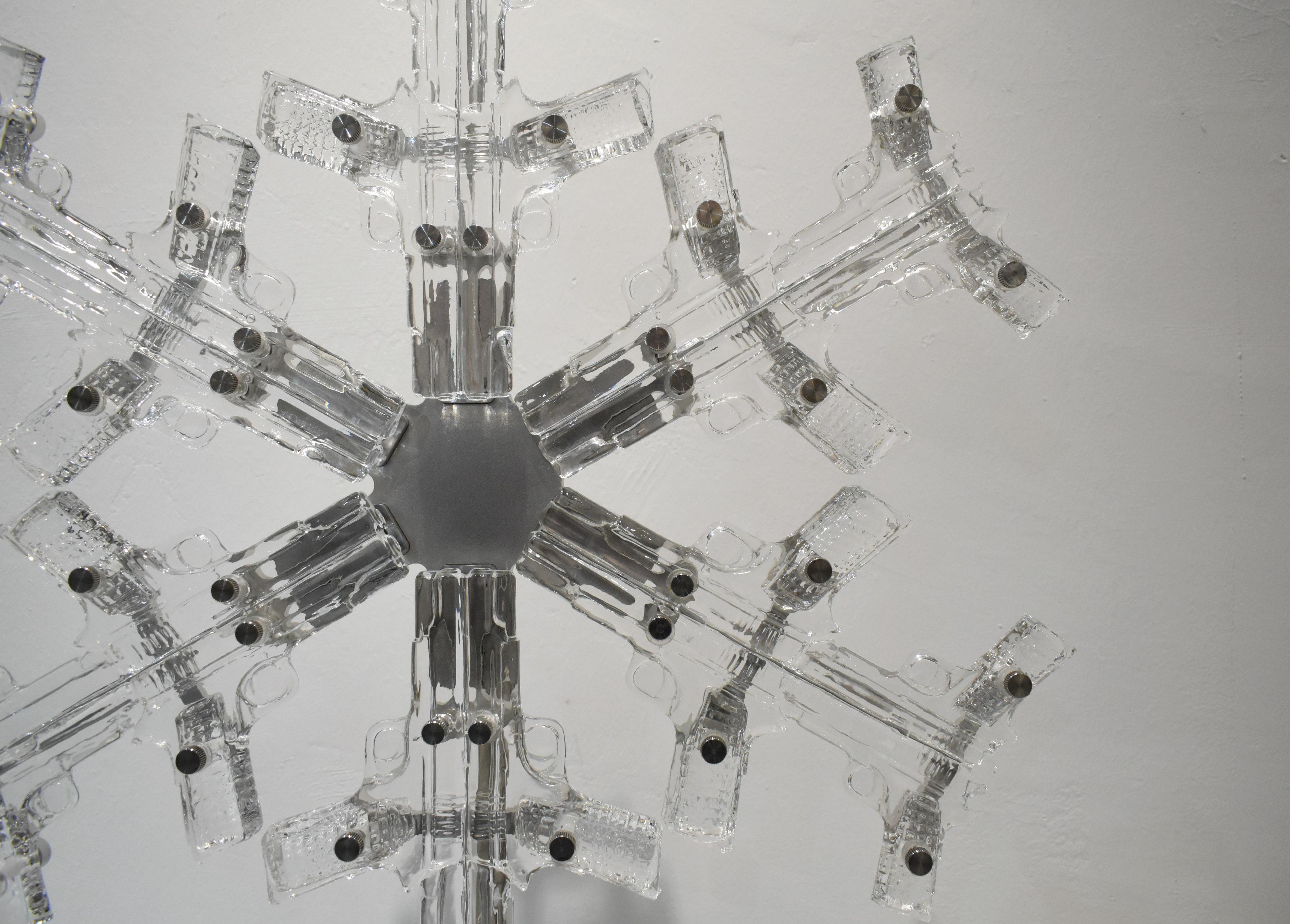 Copos de nieve La escultura de cristal envía un mensaje de paz y amor. Edición limitada 8 - Sculpture Arte pop de Huang Yulong