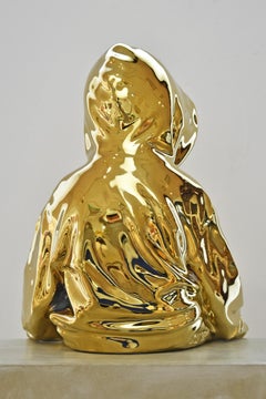 Top Dog Little Boy Ceramic Sculpture on Concrete Block available for ship now