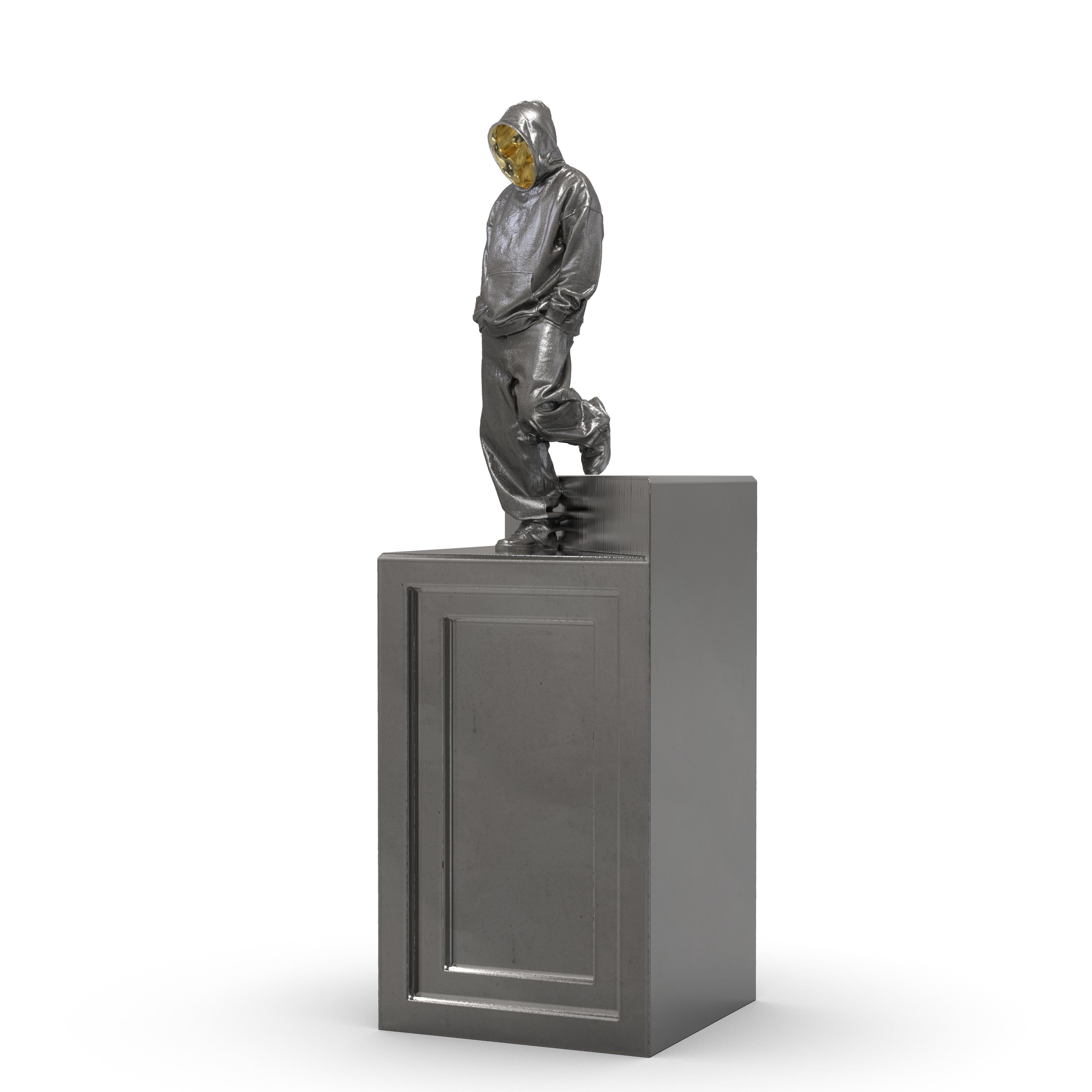 "What's up people-LONG" Sculpture en bronze Edition de 8 par Huang Yulong