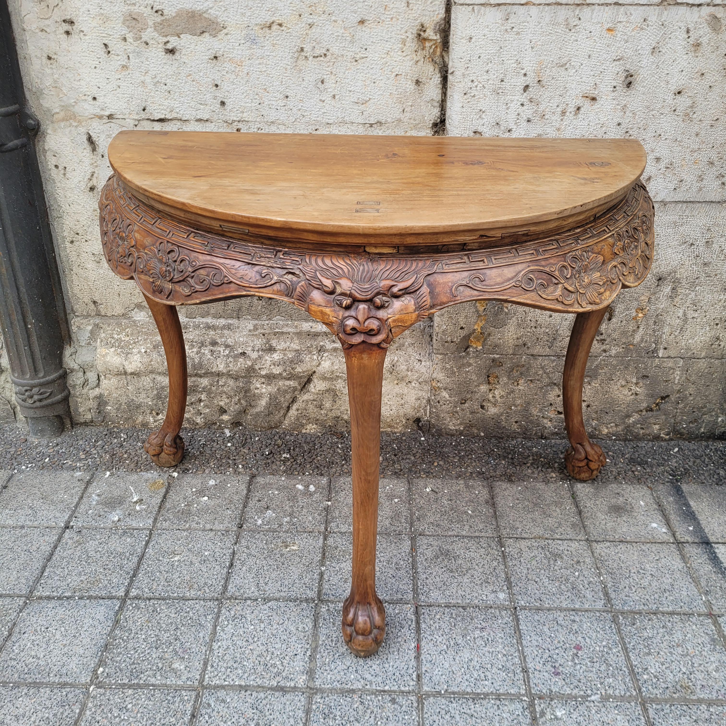 Huanghuali Demilune Table, Yueyazhuo. im Angebot 4