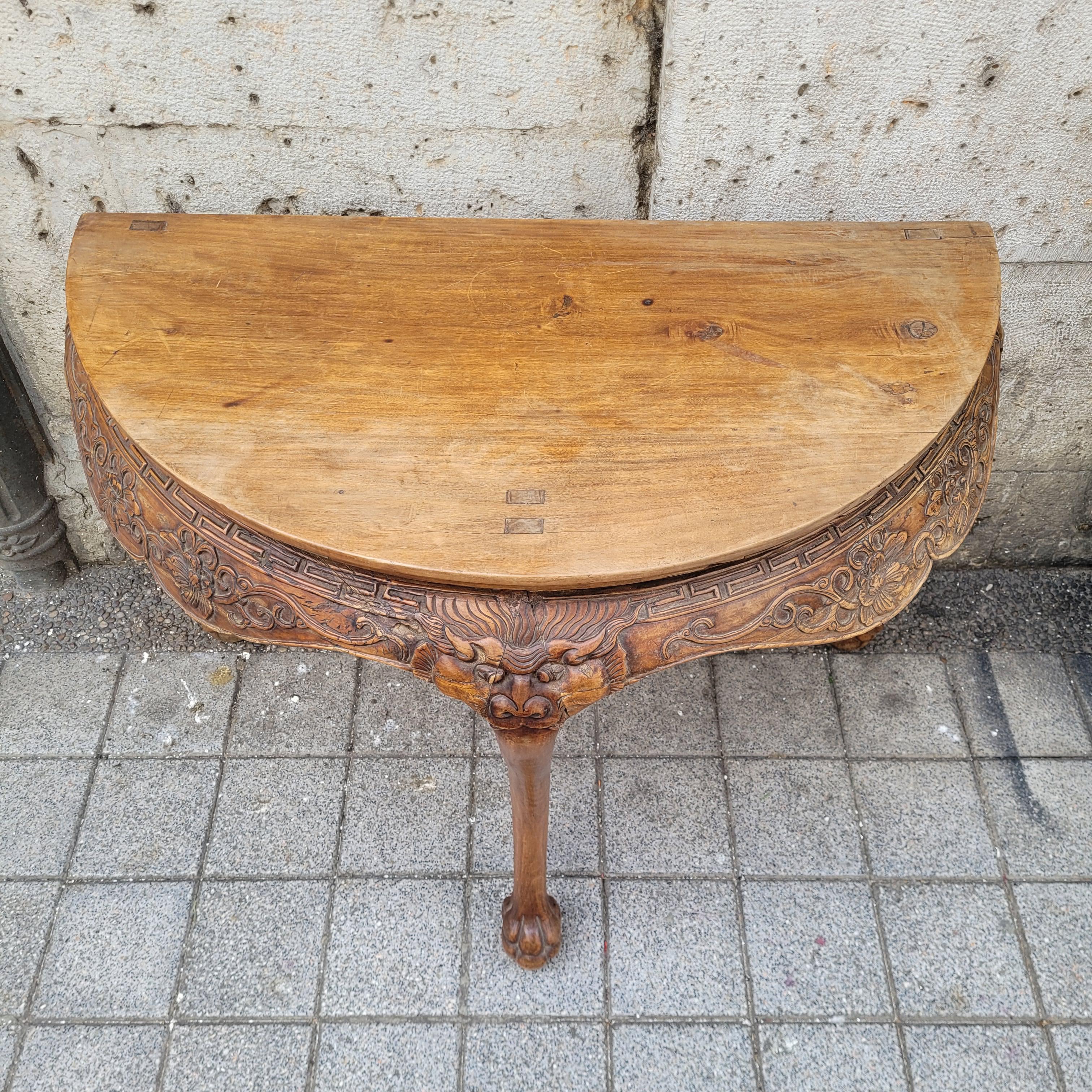 Huanghuali Demilune Table, Yueyazhuo. im Angebot 5