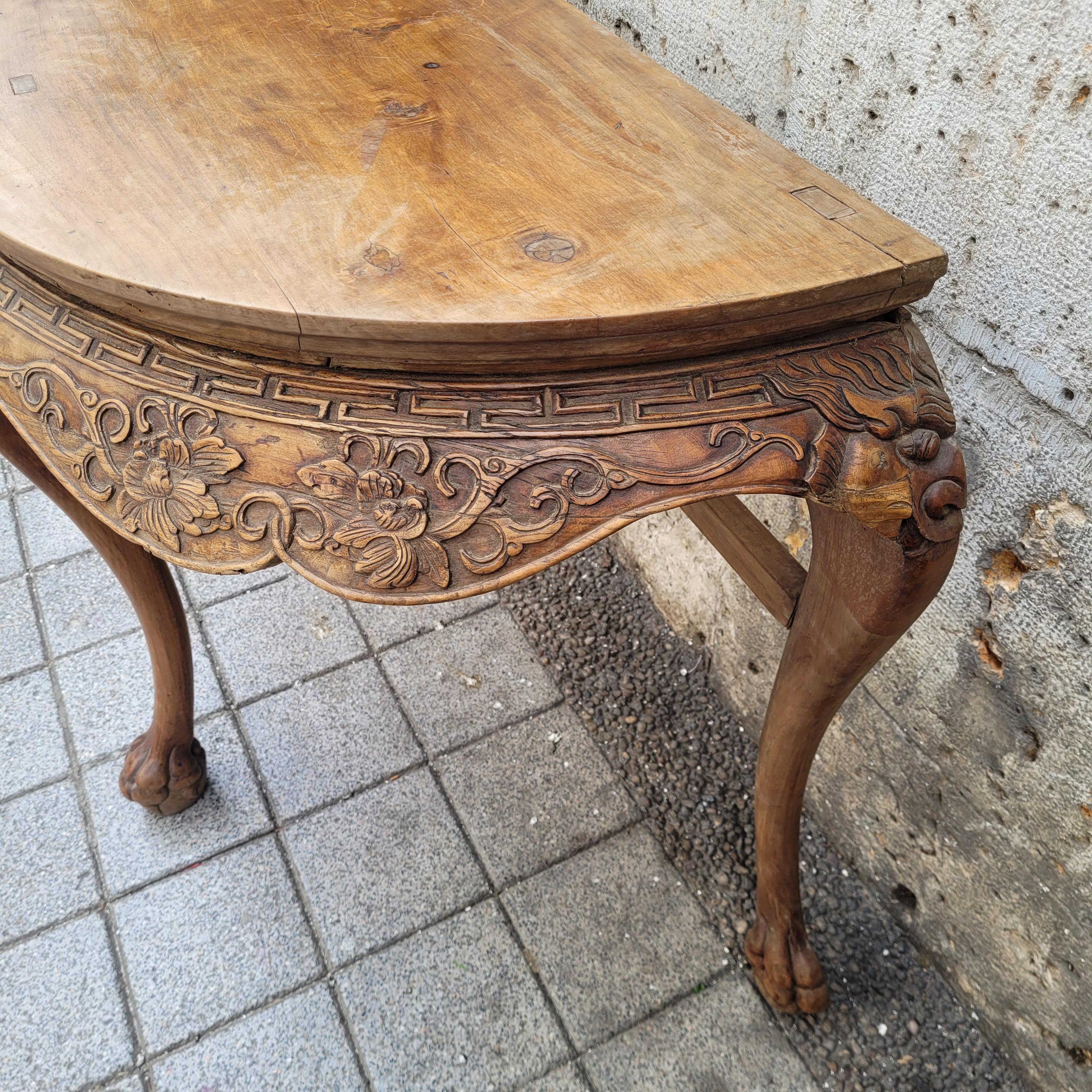 Huanghuali Demilune Table, Yueyazhuo. im Angebot 9