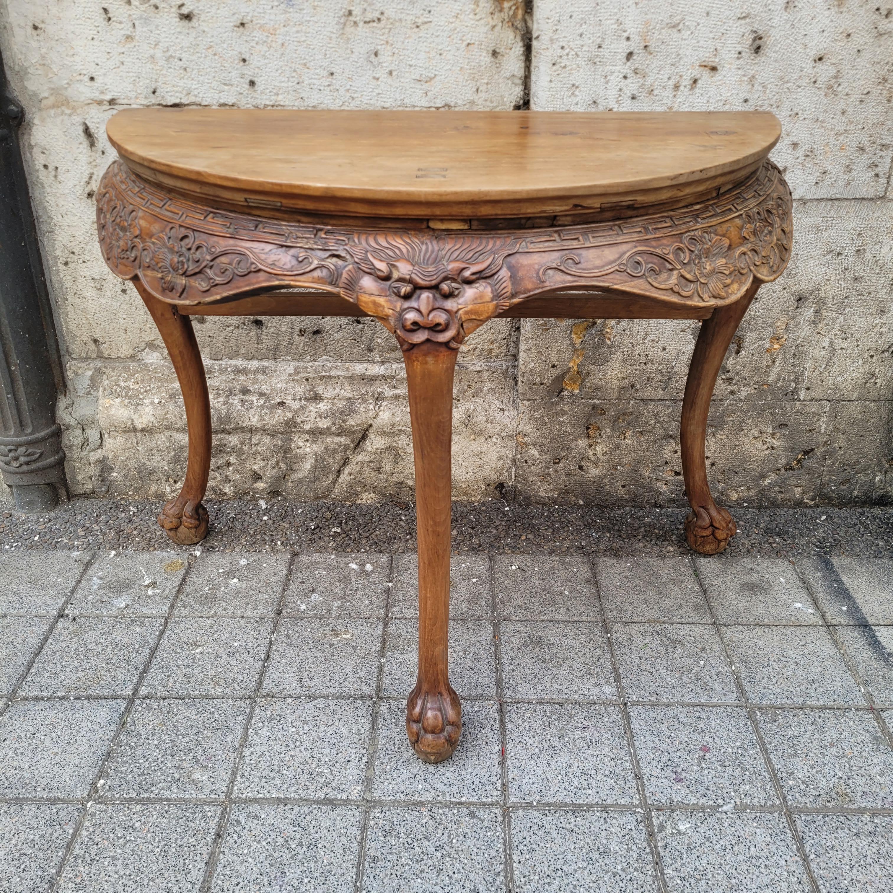 Huanghuali Demilune Table, Yueyazhuo. im Zustand „Gut“ im Angebot in Valladolid, ES