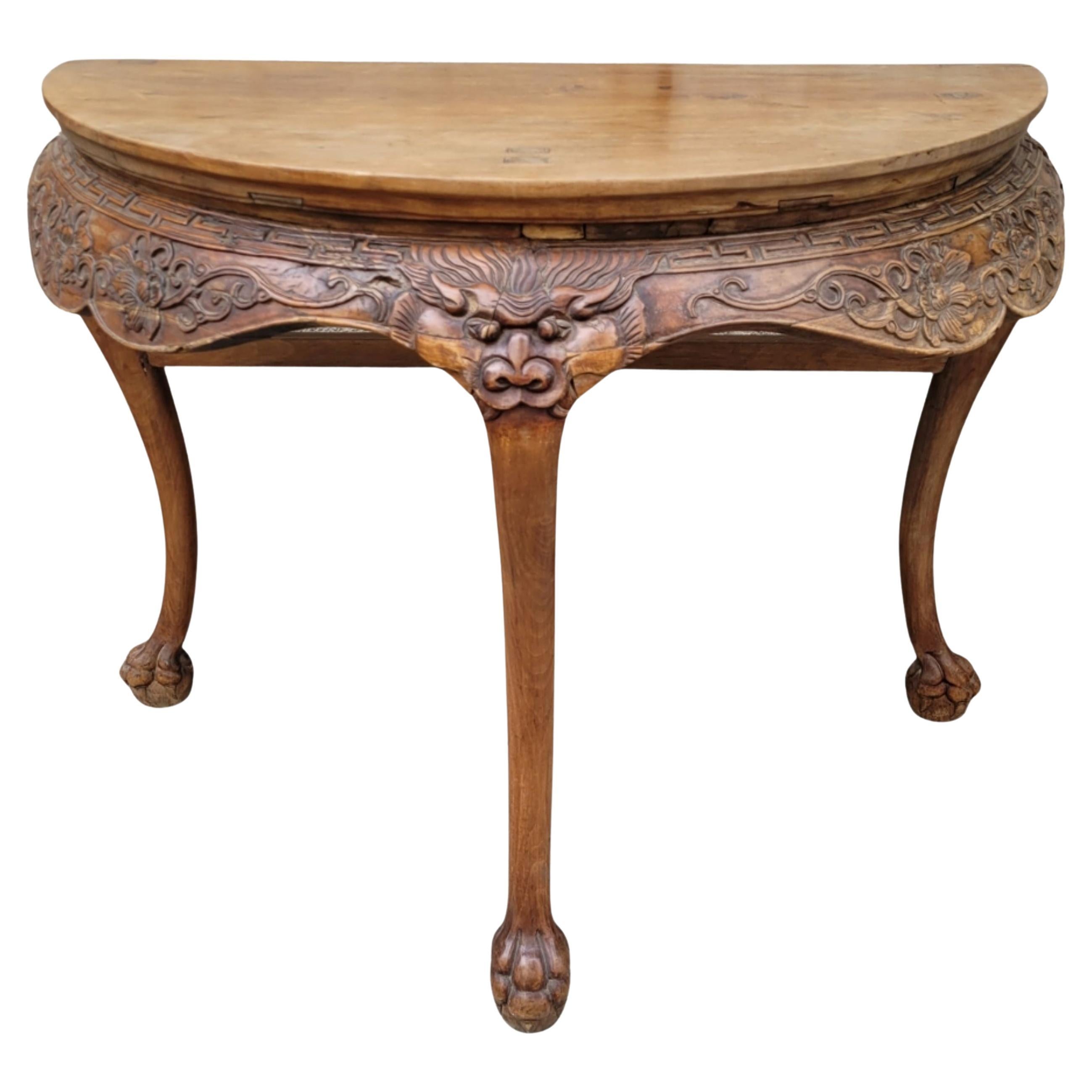 Huanghuali Demilune Table, Yueyazhuo.