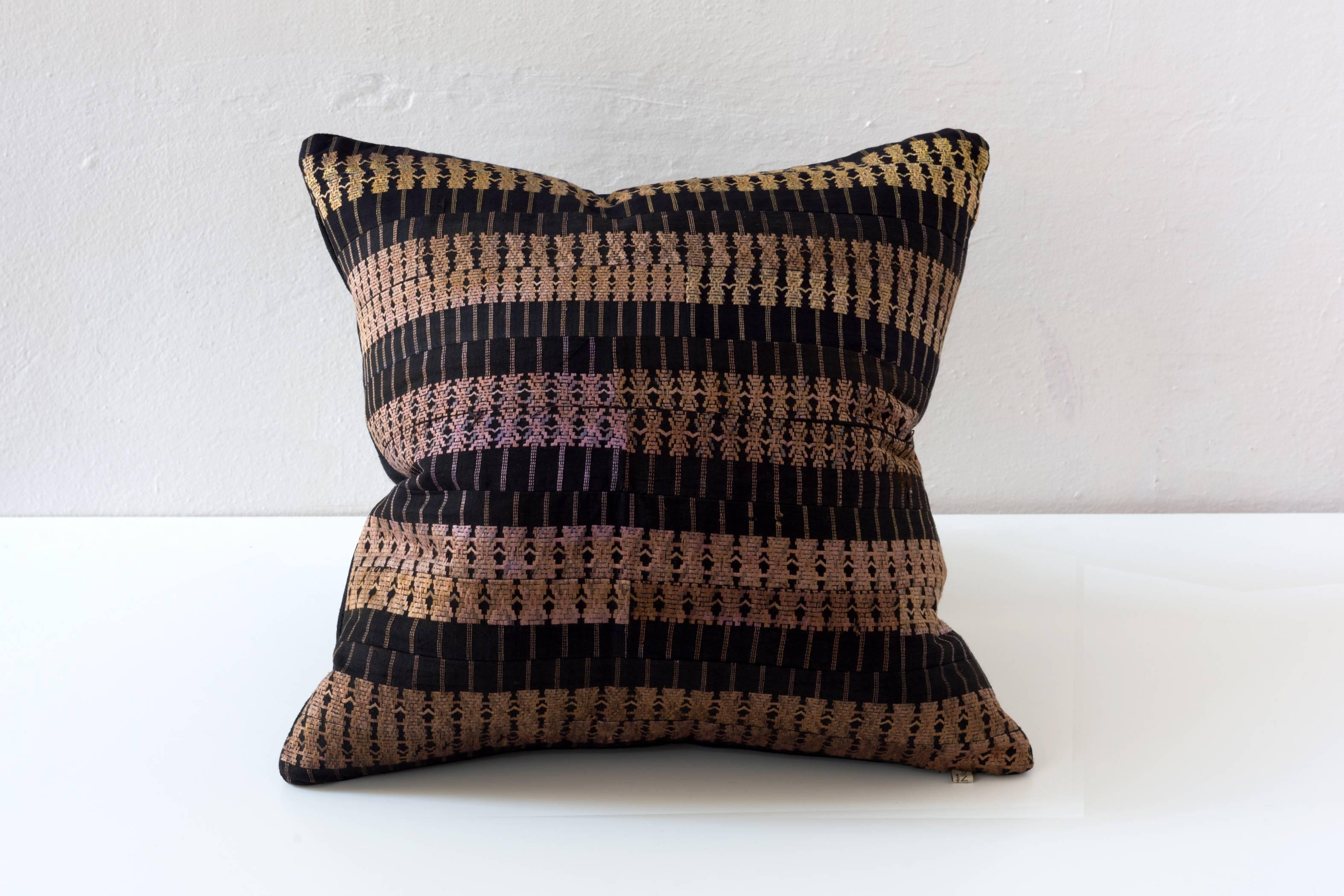 Embroidered Huangping Embroidery Pillow, Stripe For Sale