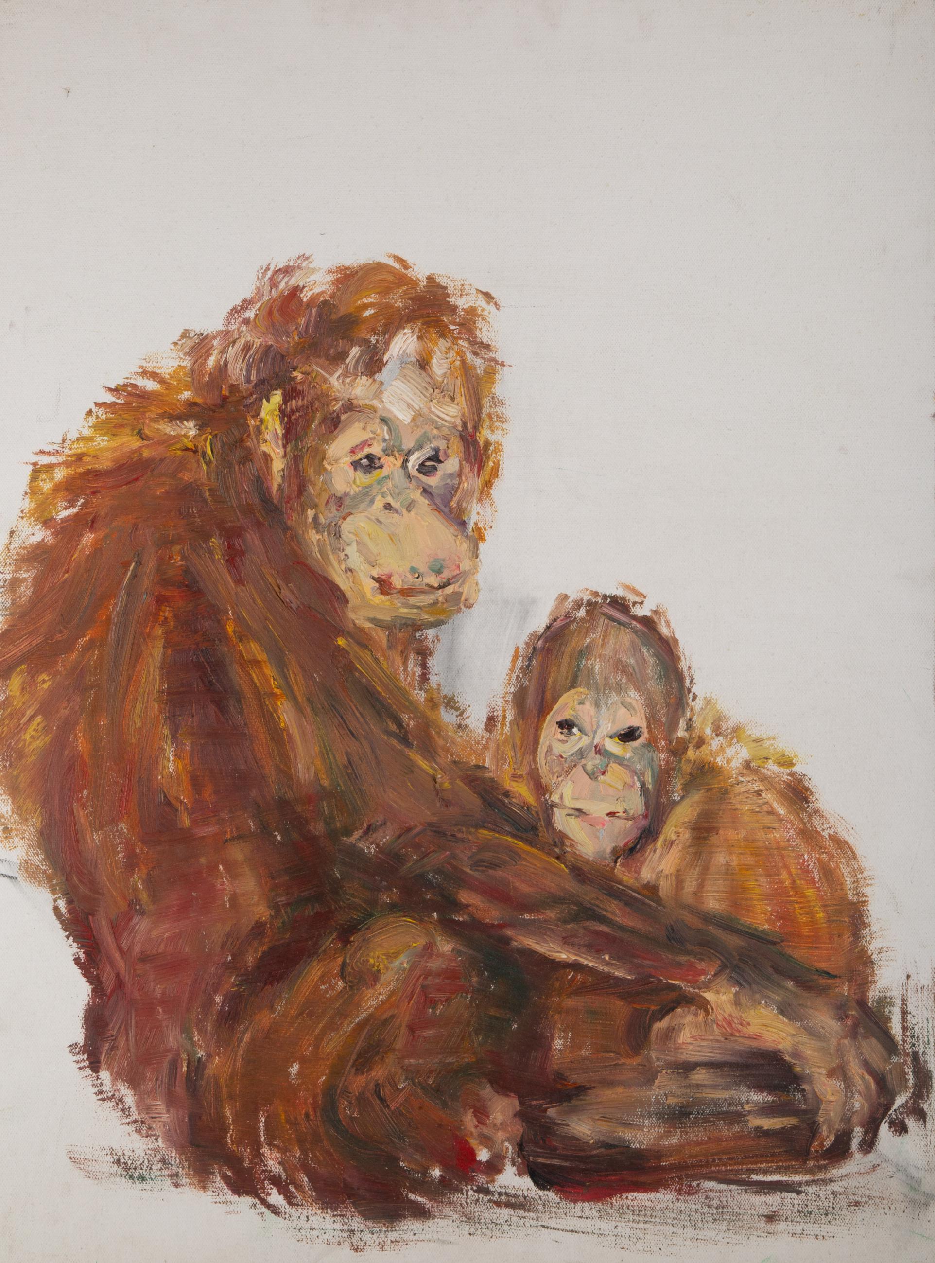 Title: Mother and Son
Medium: Oil on canvas
Size: 31 x 23.5 inches
Frame: Framing options available!
Condition: The painting appears to be in excellent condition.

Year: 2000 Circa
Artist: HuaQiao Xi
Signature: Unsigned
Signature Location: