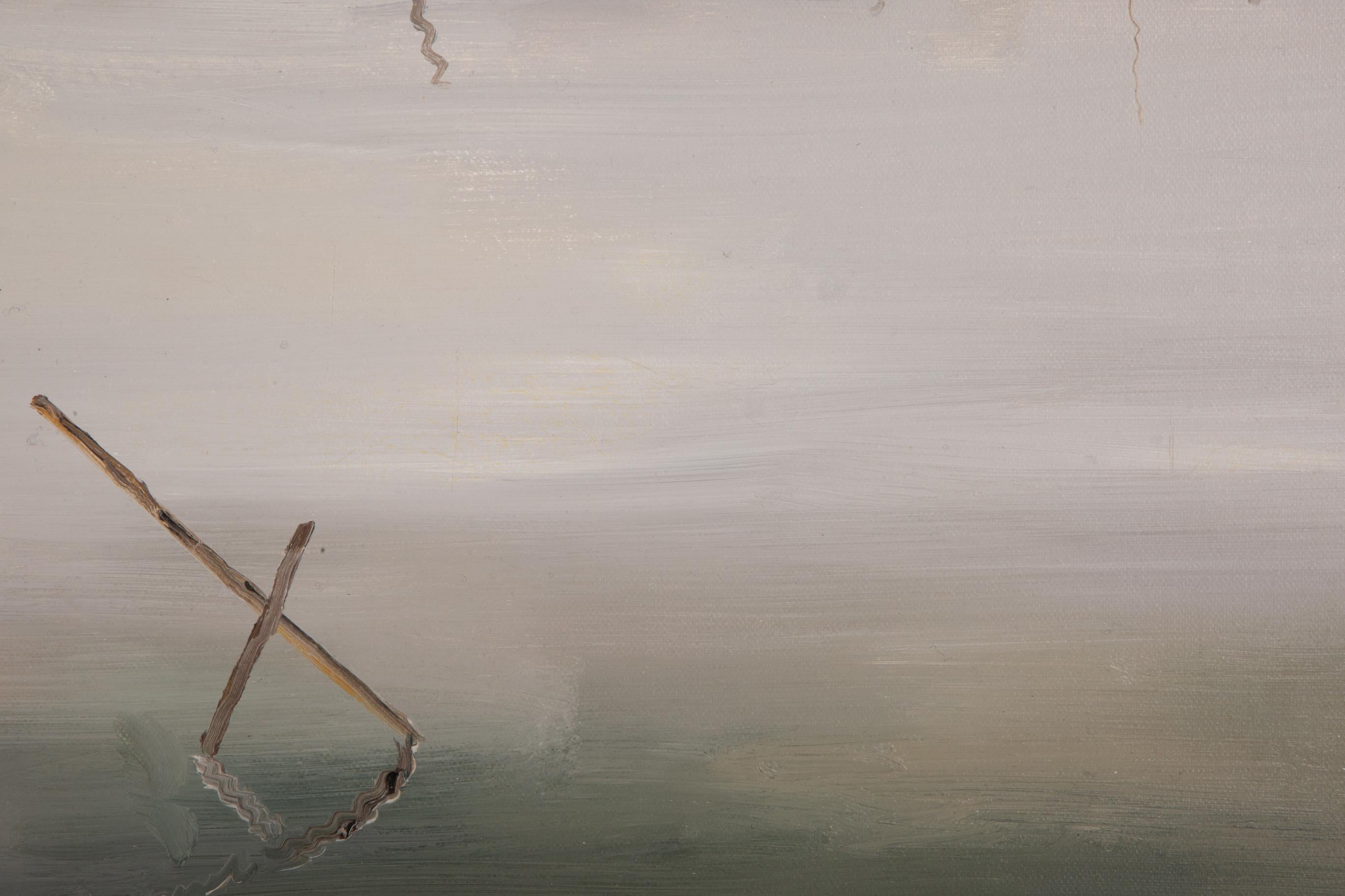 Peinture à l'huile originale de paysage HuaYi Wang « Vue de lac » en vente 4