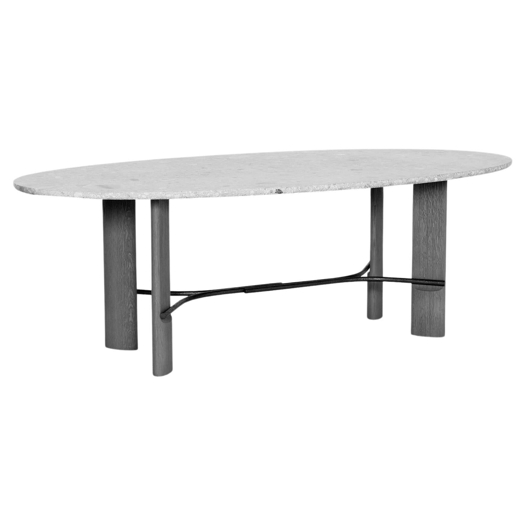 Hub Dining Table with Ceppo Di Gre Marble Top by Collection Particuliere For Sale