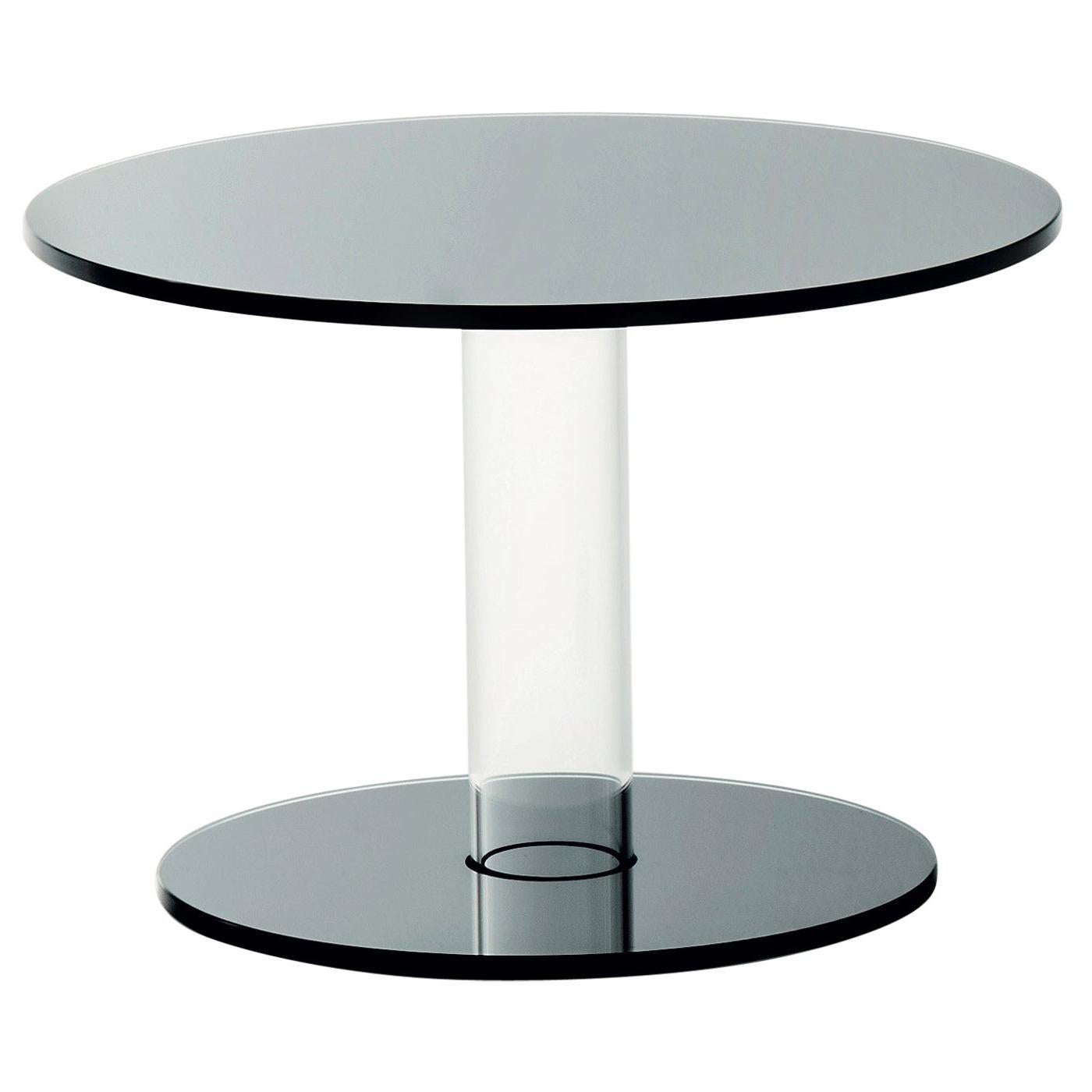 Hub Lower Small Table in Anthracite Glass, by Piero Lissoni from Glas