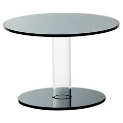 Hub Lower Small Table in Anthracite Glass, by Piero Lissoni from Glas Italia