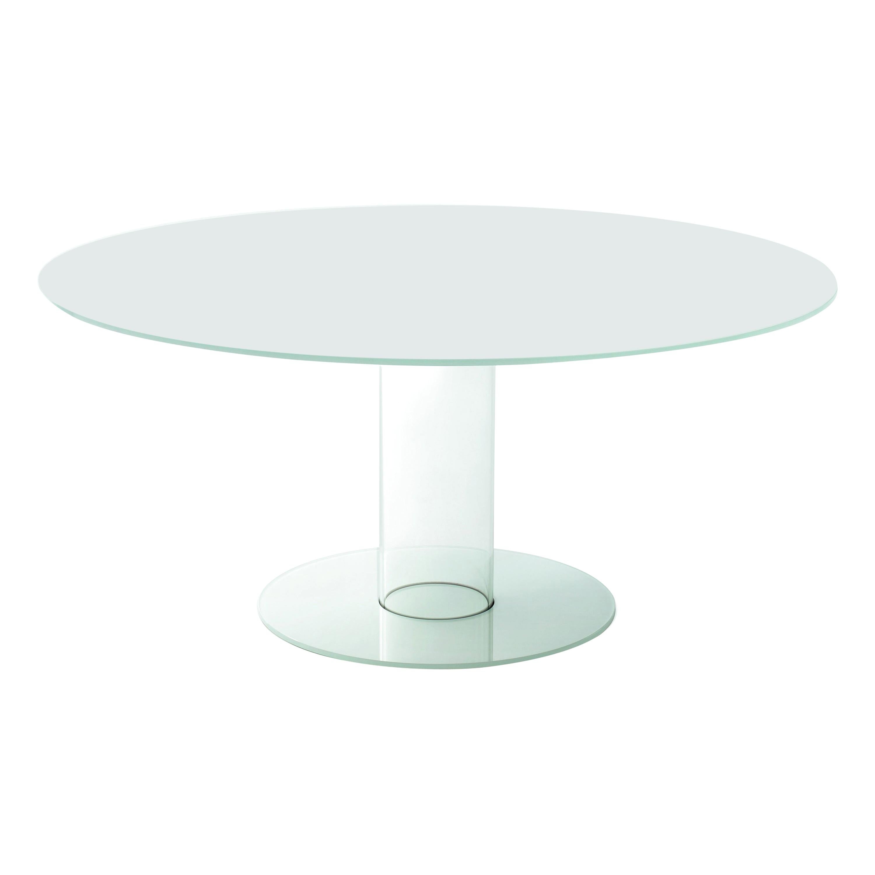 HUB High Table D 150cm in White Glossy Glass, by Piero Lissoni for Glas Italia