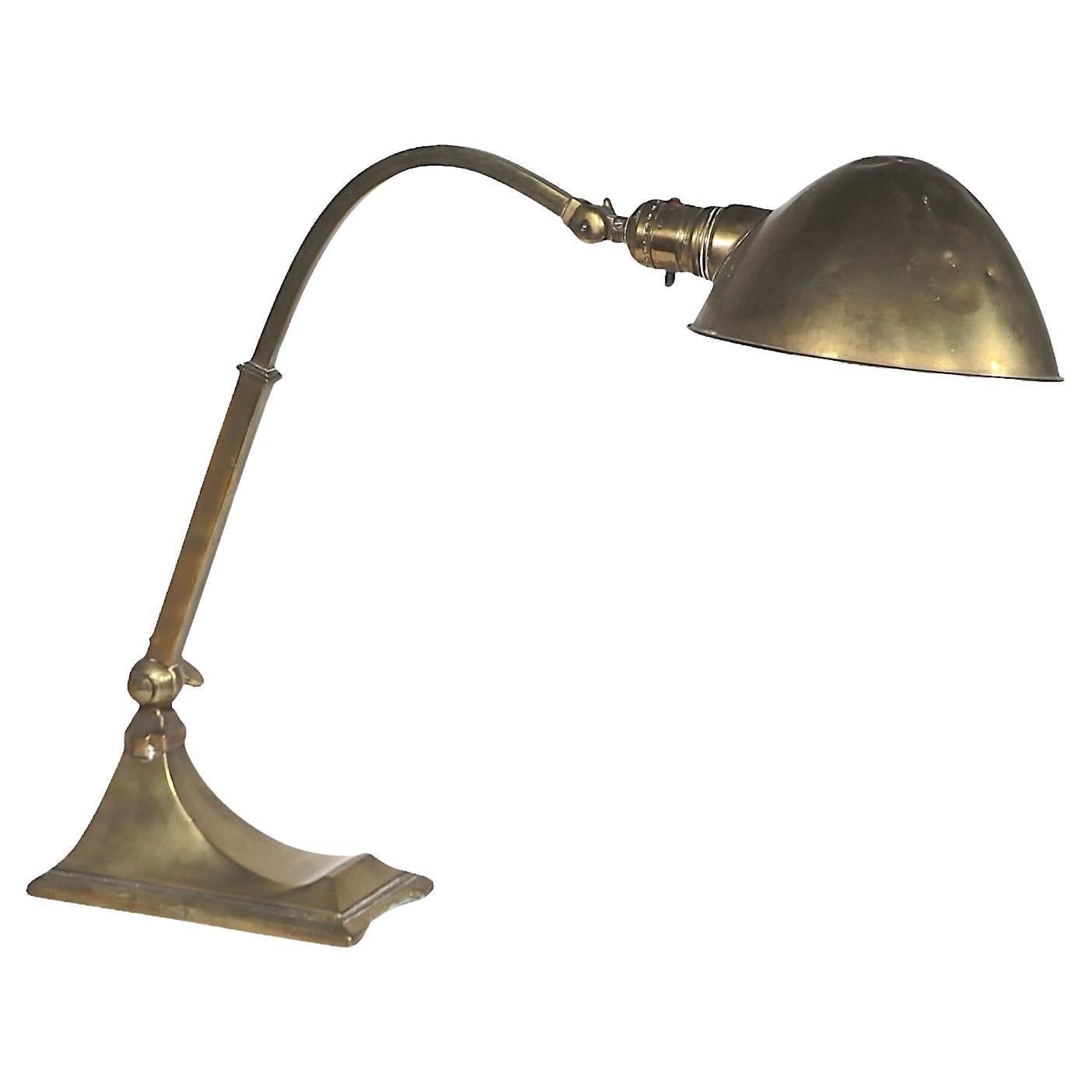 Hubbell Brass Angle Poise Desk Lamp