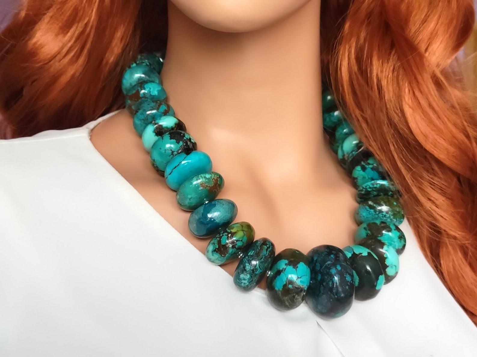Perle Hubei Collier de perles turquoise en vente