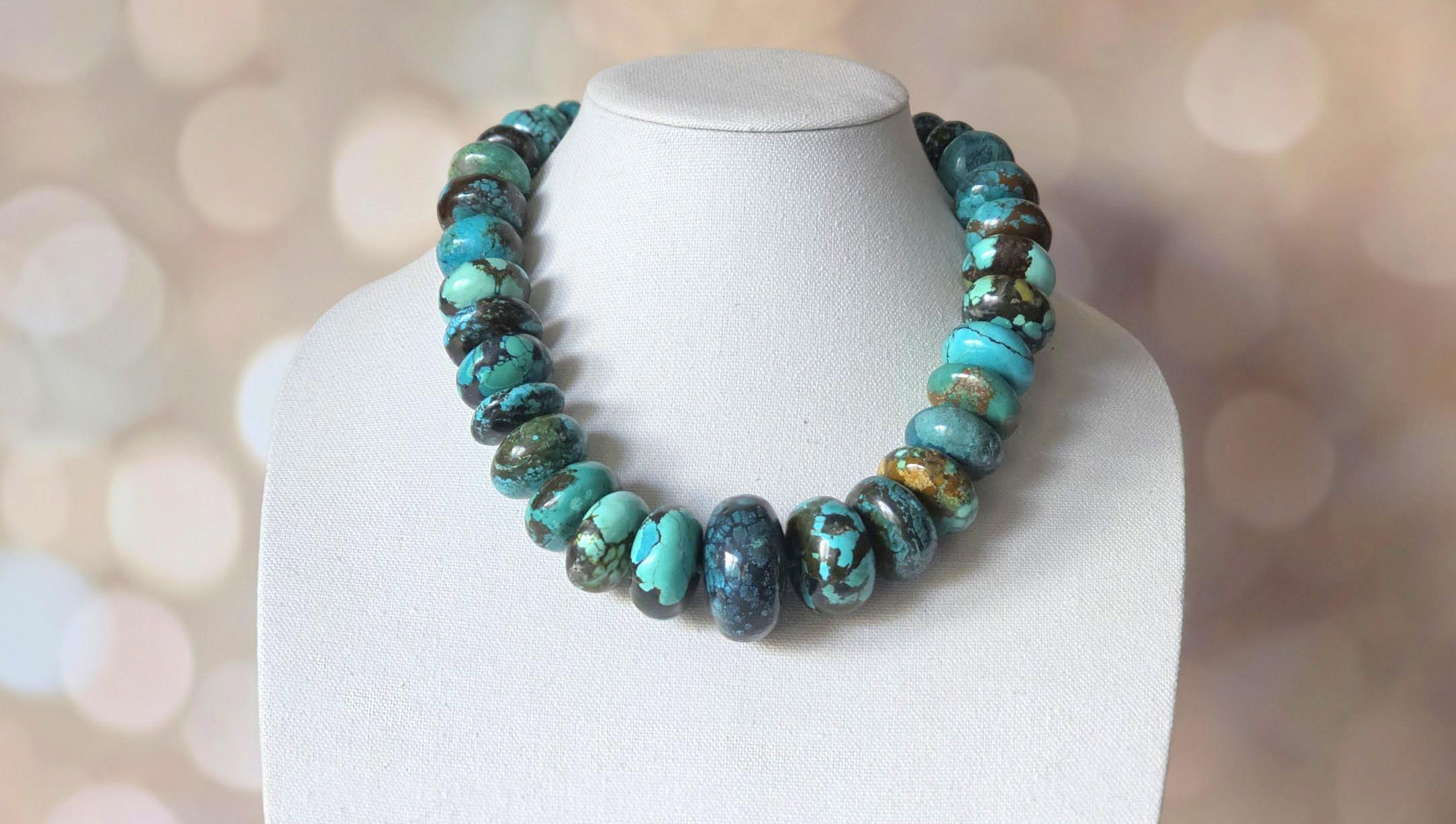 Bead Hubei Turquoise Knotted Necklace For Sale